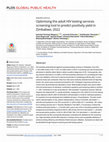 Research paper thumbnail of Optimising the adult HIV testing services screening tool to predict positivity yield in Zimbabwe, 2022