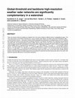 Research paper thumbnail of Global-threshold and backbone high-resolution weather radar networks are significantly complementary in a watershed