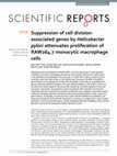 Research paper thumbnail of Suppression of cell division-associated genes by Helicobacter pylori attenuates proliferation of RAW264.7 monocytic macrophage cells