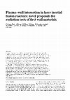 Research paper thumbnail of Plasma–wall interaction in laser inertial fusion reactors: novel proposals for radiation tests of first wall materials