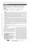 Research paper thumbnail of Applicability of American College of Clinical Pharmacy (ACCP) competencies to clinical pharmacy practice in Egypt