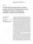 Research paper thumbnail of The JIBS 2016 Decade Award: A quarter century of Culture’s Consequences: a review of empirical research incorporating Hofstede’s cultural values framework