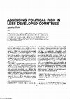 Research paper thumbnail of Assessing Political Risk in Less Developed Countries