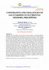 Research paper thumbnail of Constraints and Challenges of Salt Farming in Occidental Mindoro, Philippines