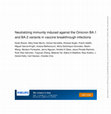 Research paper thumbnail of Neutralizing immunity induced against the Omicron BA.1 and BA.2 variants in vaccine breakthrough infections