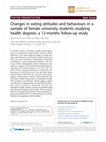 Research paper thumbnail of Changes in eating attitudes and behaviours in a sample of female university students studying health degrees: a 12-months follow-up study