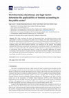 Research paper thumbnail of Do behavioral, educational, and legal factors determine the applicability of forensic accounting in the public sector?