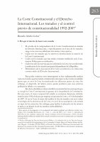 Research paper thumbnail of La Corte Constitucional y el Derecho Internacional. Los Tratados y el control previo de constitucionalidad 1992-2007.