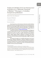 Research paper thumbnail of Traducción del Fallo de la Corte Internacional de Justicia en el "Diferendo Territorial y Marítimo" (Nicaragua c. Colombia). Excepciones Preliminares