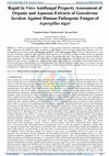 Research paper thumbnail of Rapid In Vitro Antifungal Property Assessment of Organic and Aqueous Extracts of Ganoderma lucidum Against Human Pathogenic Fungus of Aspergillus niger