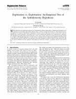 Research paper thumbnail of Exploration vs. Exploitation: An Empirical Test of the Ambidexterity Hypothesis