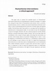 Research paper thumbnail of Humanitarian Interventions: a Critical Approach