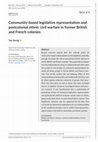 Research paper thumbnail of Community-based legislative representation and postcolonial ethnic civil warfare in former British and French colonies