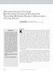 Research paper thumbnail of Organizational Culture Restraining in-House Knowledge Transfer between Project Managers a Case Study