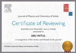 Research paper thumbnail of Elsevier Certificate of Reviewing-JPCS