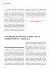 Research paper thumbnail of Zum Beitrag von Hanns Christian Löhr in Kunstchronik Nr. 1, 2016, 2–7