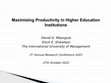 Research paper thumbnail of Maximising Productivity in Higher Education Institutions 2