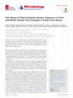 Research paper thumbnail of First Report of Near-Complete Genome Sequences of Foot-and-Mouth Disease Virus Serotype O Strains from Kenya