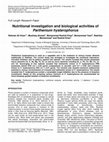 Research paper thumbnail of Nutritional investigation and biological activities of Parthenium hysterophorus