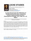 Research paper thumbnail of Discussion: An Advertisement for the publication of Abridgements of the Essay concerning Human Understanding and Other Philosophical Writings, 1672–1689, ed. J. R. Milton