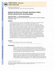 Research paper thumbnail of Applying the Stress and ‘Strength’ Hypothesis to Black Women's Breast Cancer Screening Delays