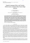 Research paper thumbnail of English Language Policy and Teacher Effectiveness at Grade Three Senior High Schools