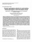 Research paper thumbnail of Farmers’ participatory selection for early bulking cassava genotypes in semi-arid Eastern Kenya