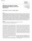 Research paper thumbnail of Algorithmic Transference: People Overgeneralize Failures of AI in the Government