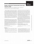 Research paper thumbnail of Quality of Physician Communication about HPV Vaccine—Letter