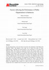 Research paper thumbnail of Factors Affecting the Performance of Public Organizations in Indonesia