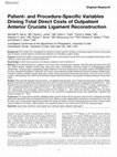 Research paper thumbnail of Patient- and Procedure-Specific Variables Driving Total Direct Costs of Outpatient Anterior Cruciate Ligament Reconstruction