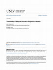 Research paper thumbnail of The Viability of Bilingual Education Programs in Nevada