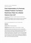 Research paper thumbnail of Does Implementation of a Previously Validated Prediction Tool Reduce Readmission Rates Into a Medical Intensive Care Unit?