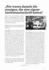 Research paper thumbnail of "Wir waren damals die einzigen, die eine eigene Institutszeitschrift hatten" (Doppel-Interview mit Luise Luksch, politix 2023)