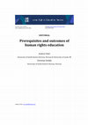 Research paper thumbnail of Prerequisites and outcomes of human rights education