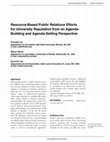 Research paper thumbnail of Resource-Based Public Relations Efforts for University Reputation from an Agenda-Building and Agenda-Setting Perspective