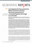 Research paper thumbnail of Investigating the Neuroprotective Effects of Turmeric Extract: Structural Interactions of β-Amyloid Peptide with Single Curcuminoids