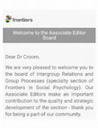 Research paper thumbnail of Associate Editor for Frontiers in Social Psychology