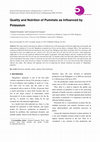 Research paper thumbnail of Quality and Nutrition of Pummelo as Influenced by Potassium