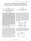 Research paper thumbnail of Asynchronous Checkpointing And Optimistic Message Logging For Mobile Ad Hoc Networks