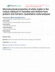 Research paper thumbnail of Microstructural properties of white matter in the corpus callosum in neonates and children born preterm and full-term: Quantitative meta-analyses