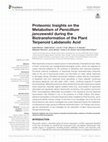 Research paper thumbnail of Proteomic Insights on the Metabolism of Penicillium janczewskii during the Biotransformation of the Plant Terpenoid Labdanolic Acid