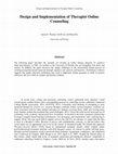 Research paper thumbnail of Design and Implementation of Therapist Online Counseling