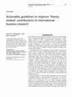 Research paper thumbnail of Actionable guidelines to improve ‘theory-related’ contributions to international business research