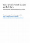 Research paper thumbnail of Come promuovere il piacere per la lettura