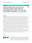 Research paper thumbnail of Reduced quality of life, more technical challenges, and less study motivation among paramedic students after one year of the COVID-19 pandemic – a survey study