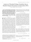 Research paper thumbnail of Analysis of Threshold Voltage Variability Due to Random Dopant Fluctuations in Junctionless FETs