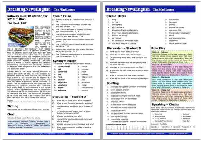 A 2-Page Mini-Lesson - Subway