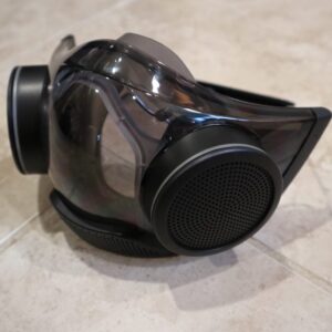 A face mask that resembles a gas mask with large vents on the side