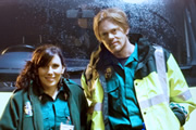 D.O.A.. Image shows from L to R: Julie Wade (Karen Taylor), Tom Lassiter (Kris Marshall). Copyright: Channel K